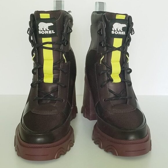 NWOT Sorel Brex Heel Lace Up Waterproof Rain Chunky Boot in New Cinder Sz. 8 - Picture 8 of 13